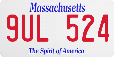 MA license plate 9UL524