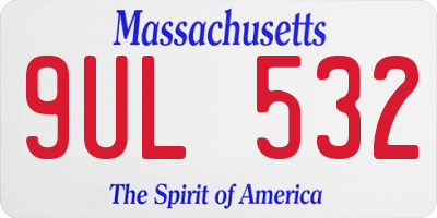 MA license plate 9UL532