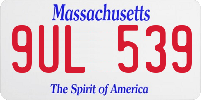 MA license plate 9UL539