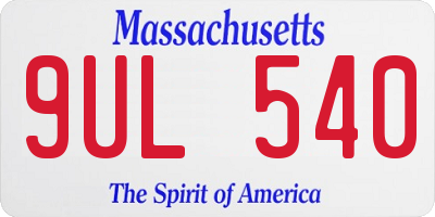 MA license plate 9UL540