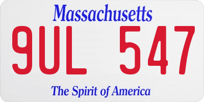 MA license plate 9UL547