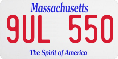 MA license plate 9UL550