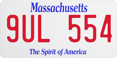 MA license plate 9UL554
