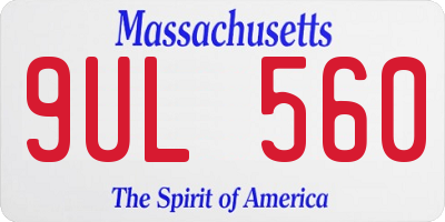MA license plate 9UL560