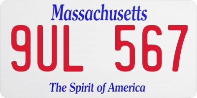 MA license plate 9UL567