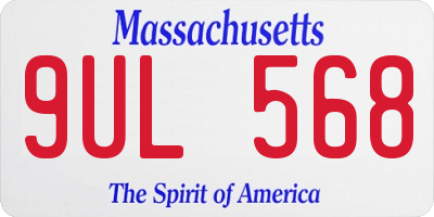 MA license plate 9UL568