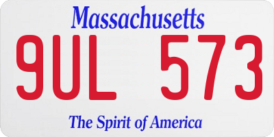 MA license plate 9UL573