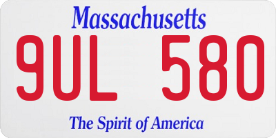 MA license plate 9UL580
