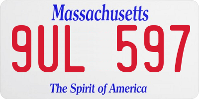 MA license plate 9UL597
