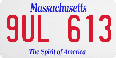 MA license plate 9UL613