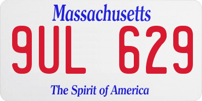 MA license plate 9UL629