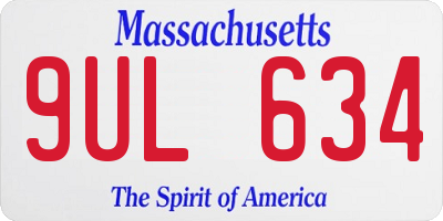 MA license plate 9UL634