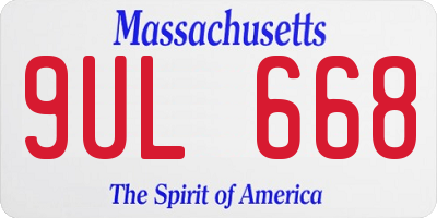 MA license plate 9UL668