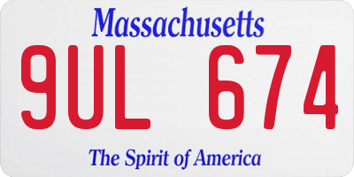 MA license plate 9UL674