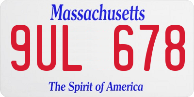 MA license plate 9UL678