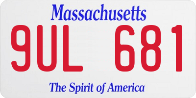 MA license plate 9UL681