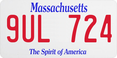 MA license plate 9UL724