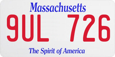 MA license plate 9UL726