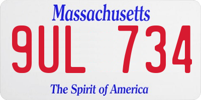 MA license plate 9UL734