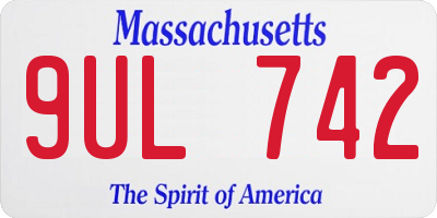 MA license plate 9UL742