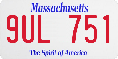 MA license plate 9UL751