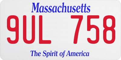 MA license plate 9UL758