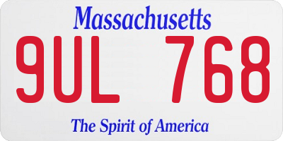 MA license plate 9UL768