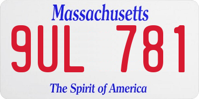 MA license plate 9UL781