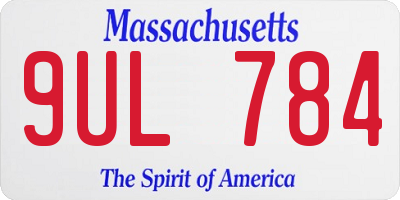 MA license plate 9UL784