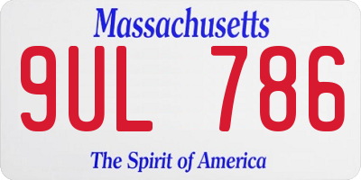 MA license plate 9UL786