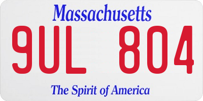 MA license plate 9UL804