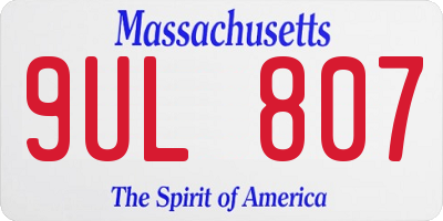 MA license plate 9UL807
