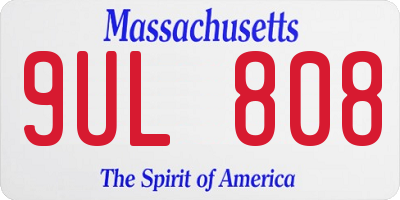 MA license plate 9UL808