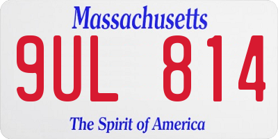 MA license plate 9UL814