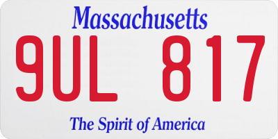 MA license plate 9UL817