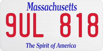 MA license plate 9UL818