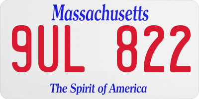 MA license plate 9UL822