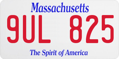 MA license plate 9UL825