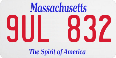 MA license plate 9UL832