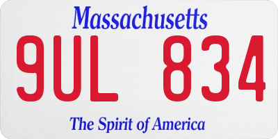 MA license plate 9UL834