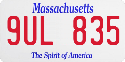 MA license plate 9UL835