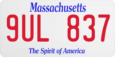 MA license plate 9UL837