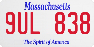 MA license plate 9UL838