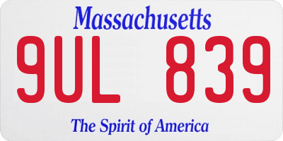 MA license plate 9UL839