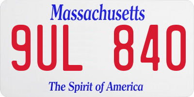 MA license plate 9UL840