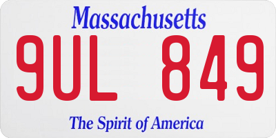 MA license plate 9UL849