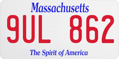 MA license plate 9UL862