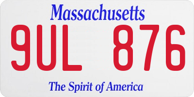 MA license plate 9UL876