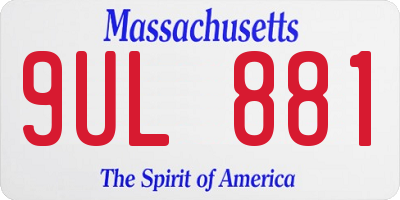 MA license plate 9UL881