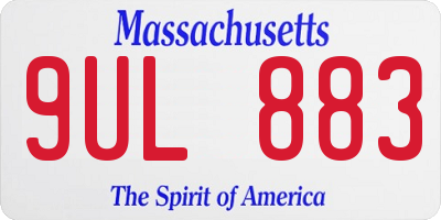 MA license plate 9UL883